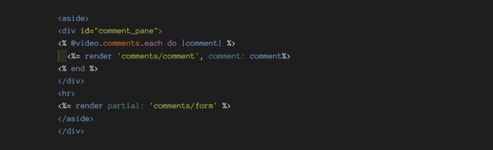 Iterating through each comment and rendering that data through the "_comment.html.erb" file